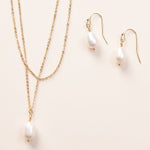 Pearl Drop Jewelry Set Gold