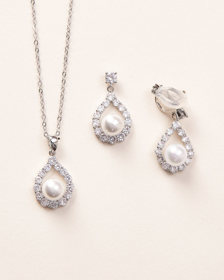 Pearl Bridesmaid Jewelry with Clip Earrings