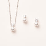 CZ and Pearl Silver Wedding Jewelry Set