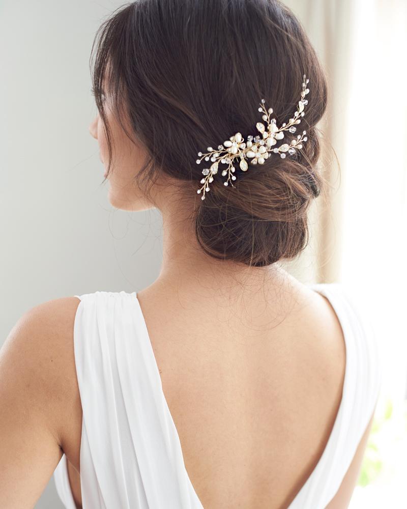 Gold Freshwater Pearl Wedding Comb