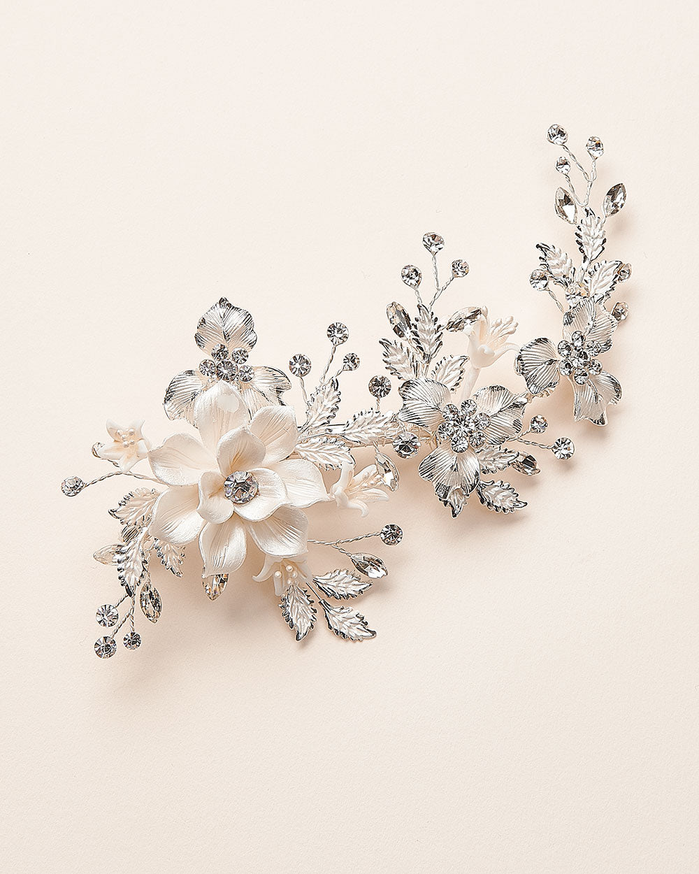 Erma Petite Pearl & Floral Clip - Shop Bridal Accessories | Dareth Colburn Silver