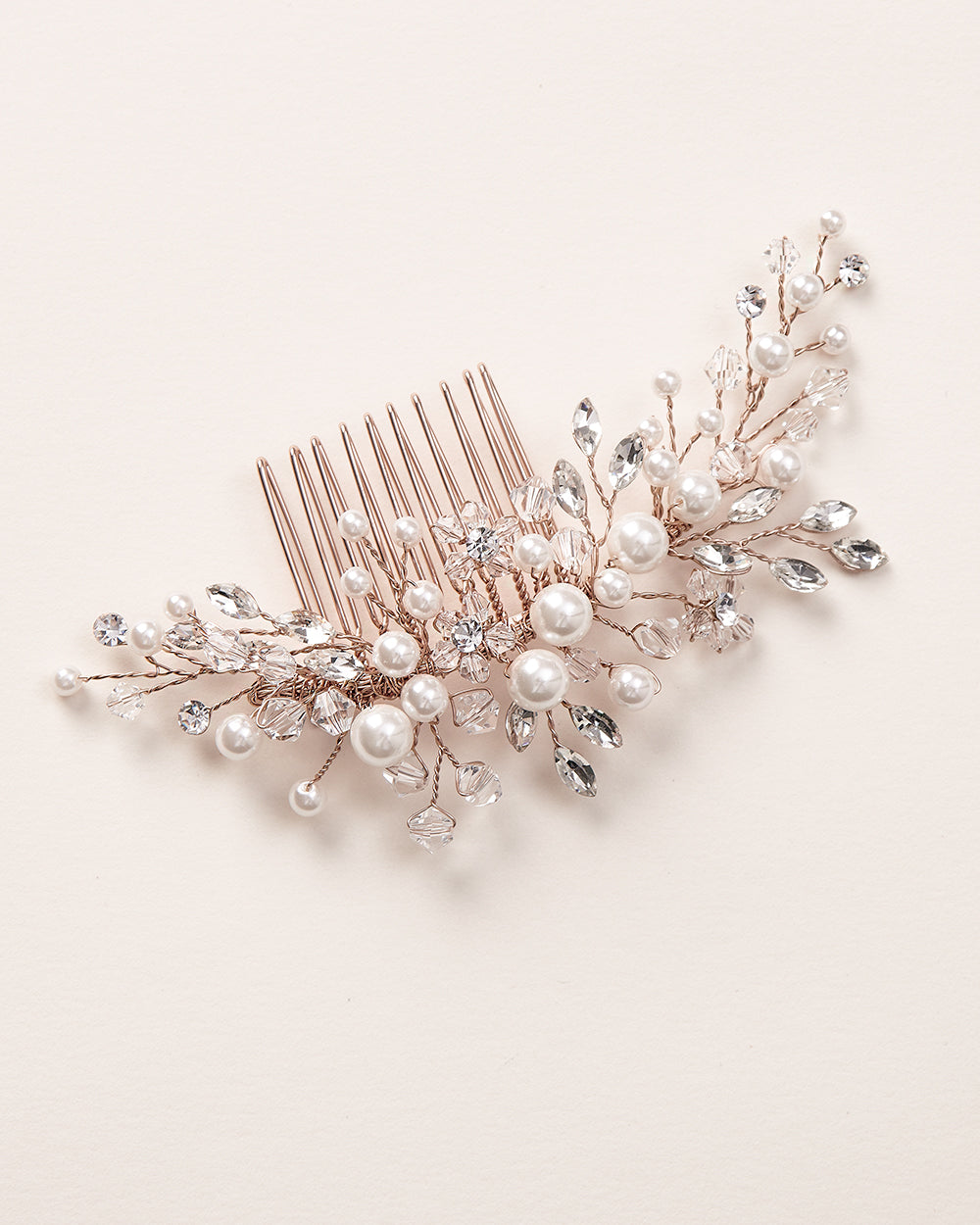 Rose Gold Pearl Wedding Comb