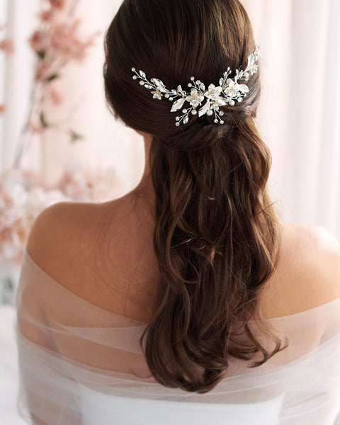 Dareth Colburn Floral & Pearl Hair Vine Pretty Floral Hair Vine - Shop Bridal Hair Pieces | Dareth  main image 2