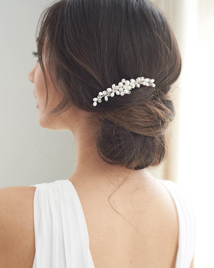 Crystal Gemstone and Pearl Bridal Comb