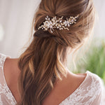 Gold Crystal & Floral Wedding Hair Clip
