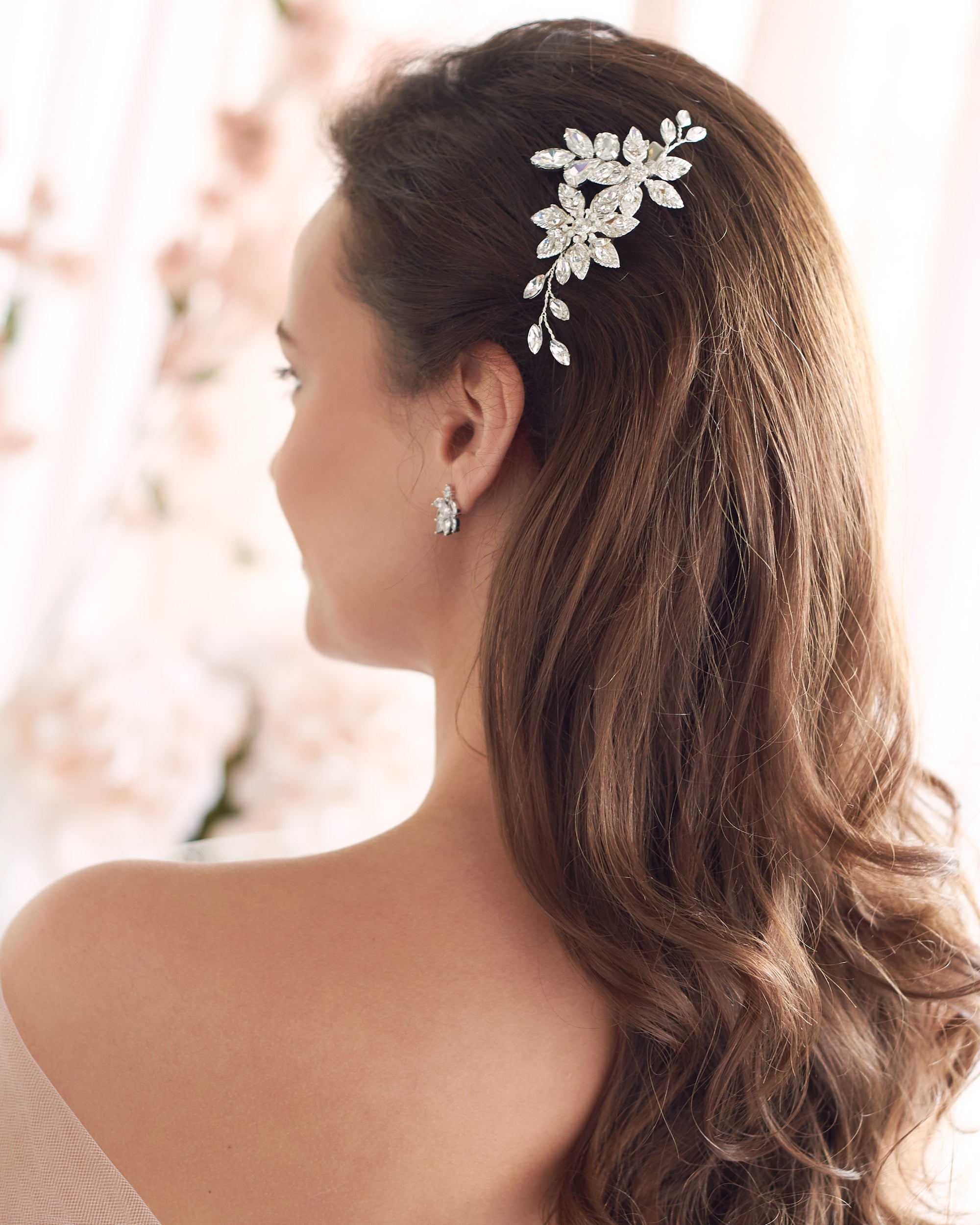 Silver Petite Pearl & Crystal Gemstone Hair Clip