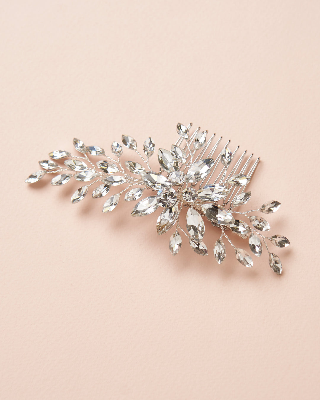 Floral Silver Crystal Bridal Comb