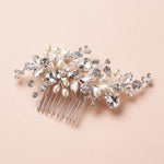 Silver Pearl & Crystal Floral Bridal Comb