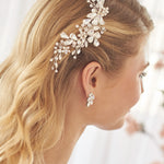 Silver Pearl & Floral Wedding Hair Clip