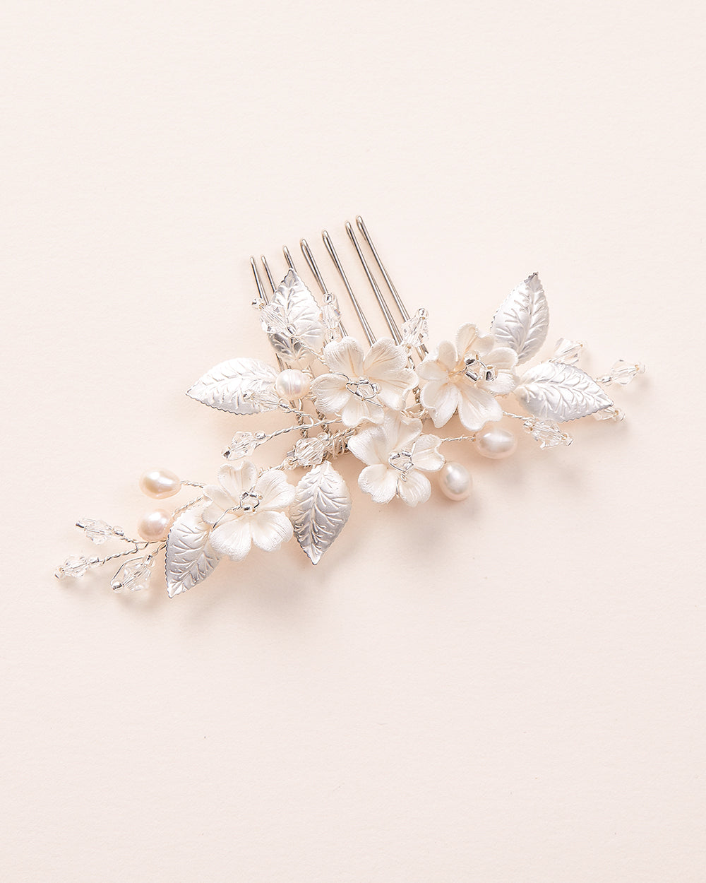 Silver Floral Wedding Comb