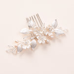 Silver Floral Wedding Comb