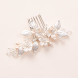 Silver Floral Wedding Comb
