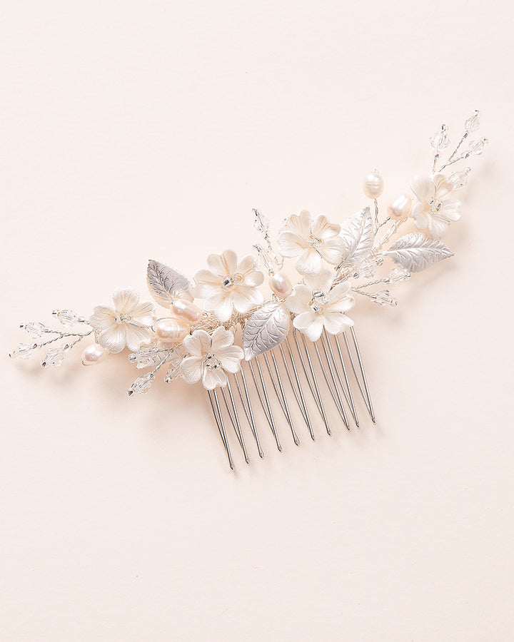 Floral Wedding Comb Pearls