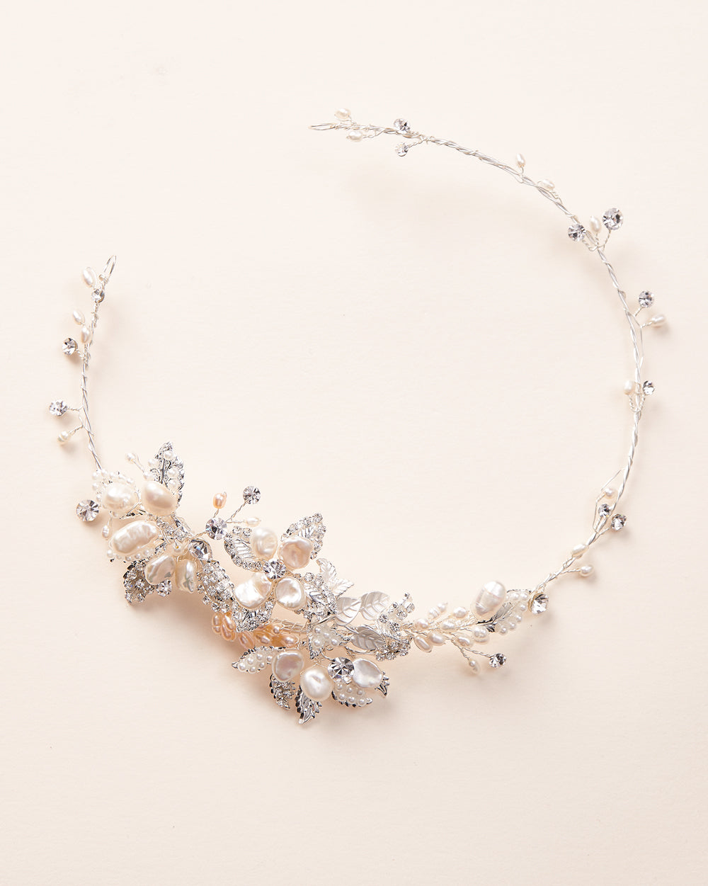Silver Wedding Hair Vine Pearls