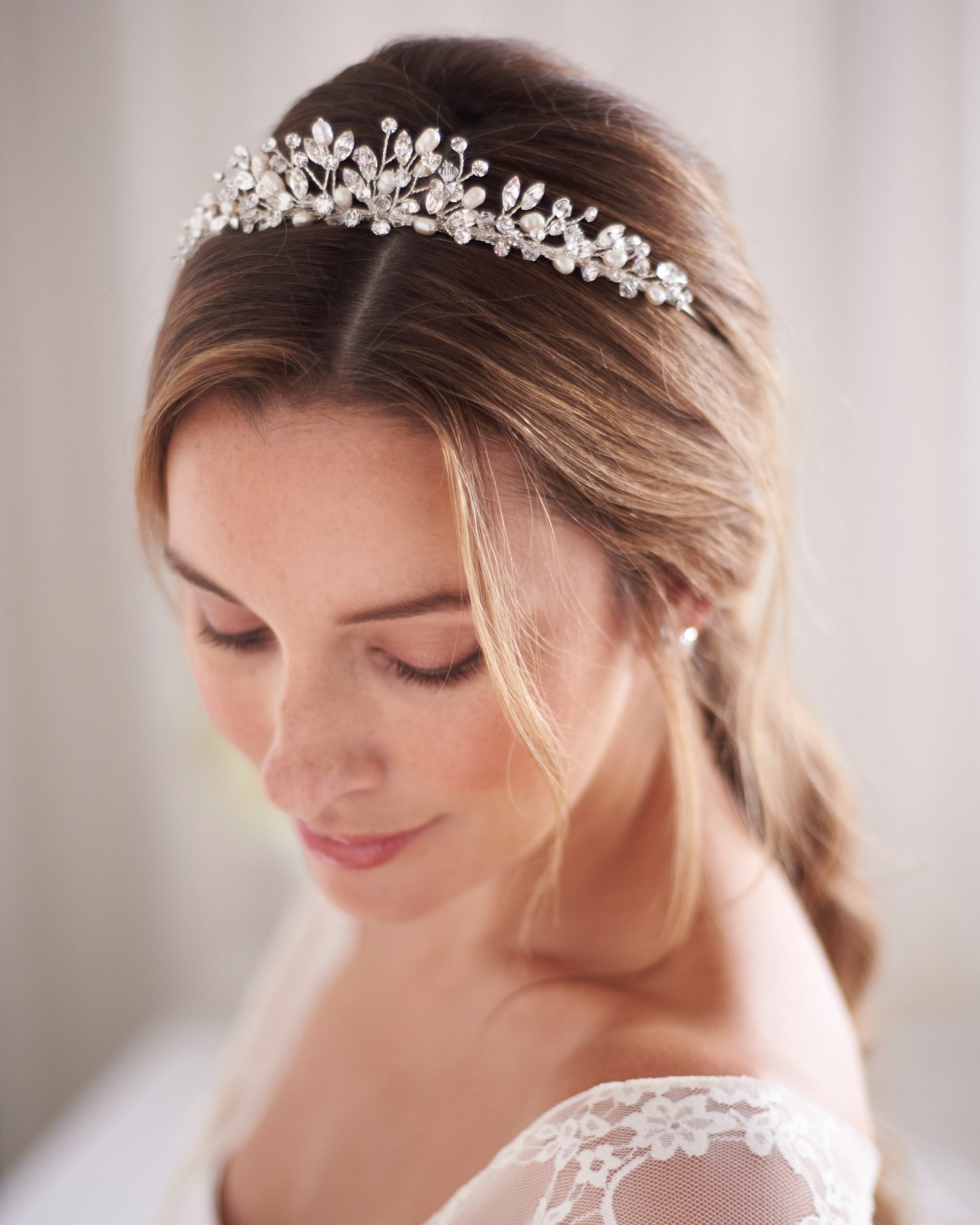 Silver Pearl & Crystal Bridal Tiara