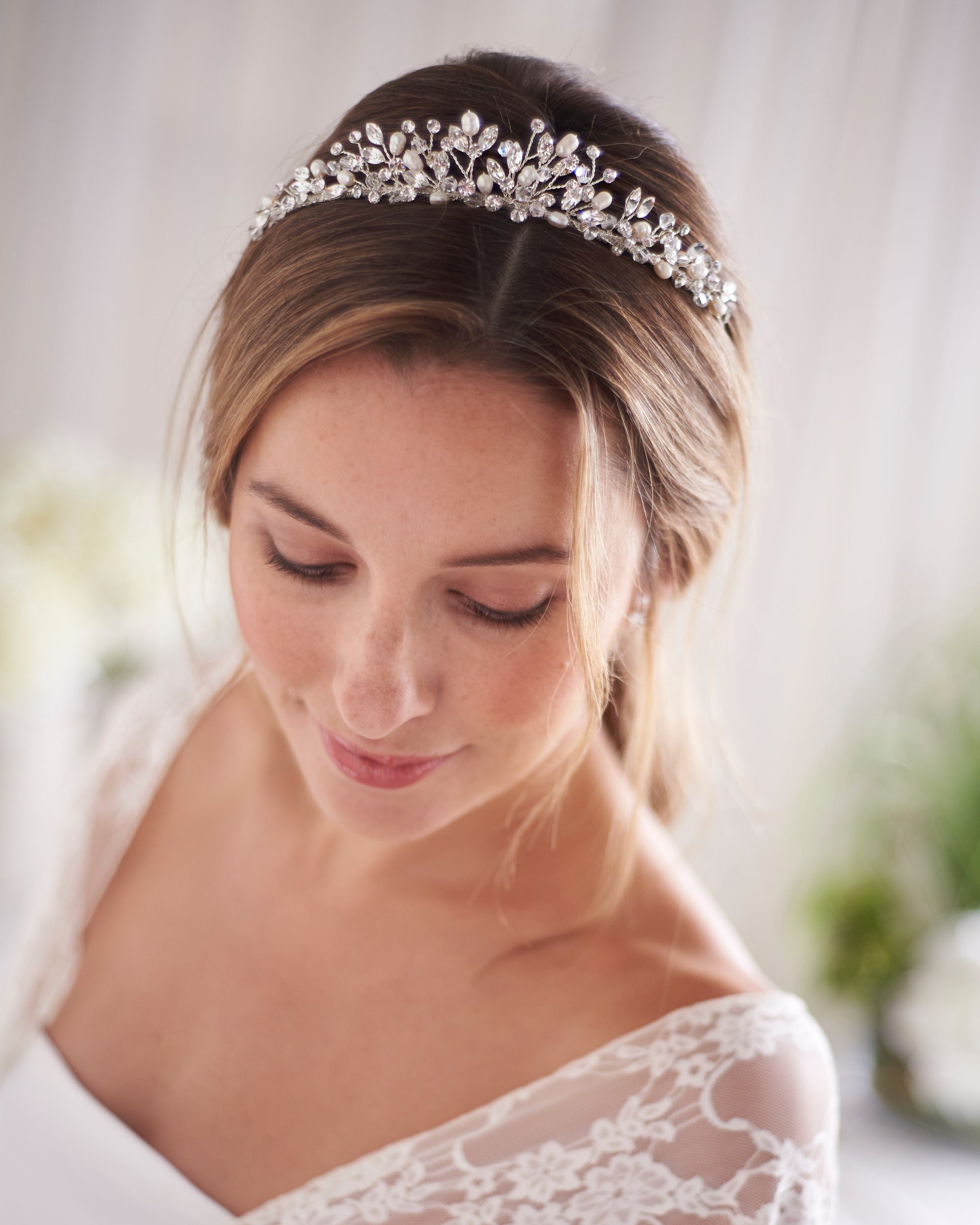Silver Pearl & Crystal Bridal Headpiece
