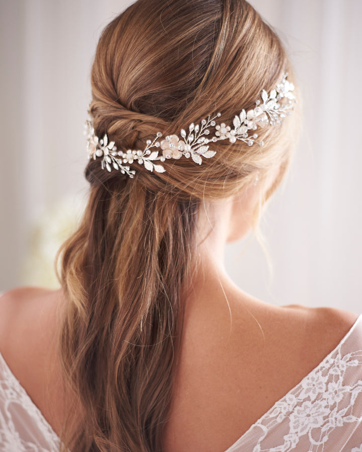 Silver Floral Wedding Headpiece