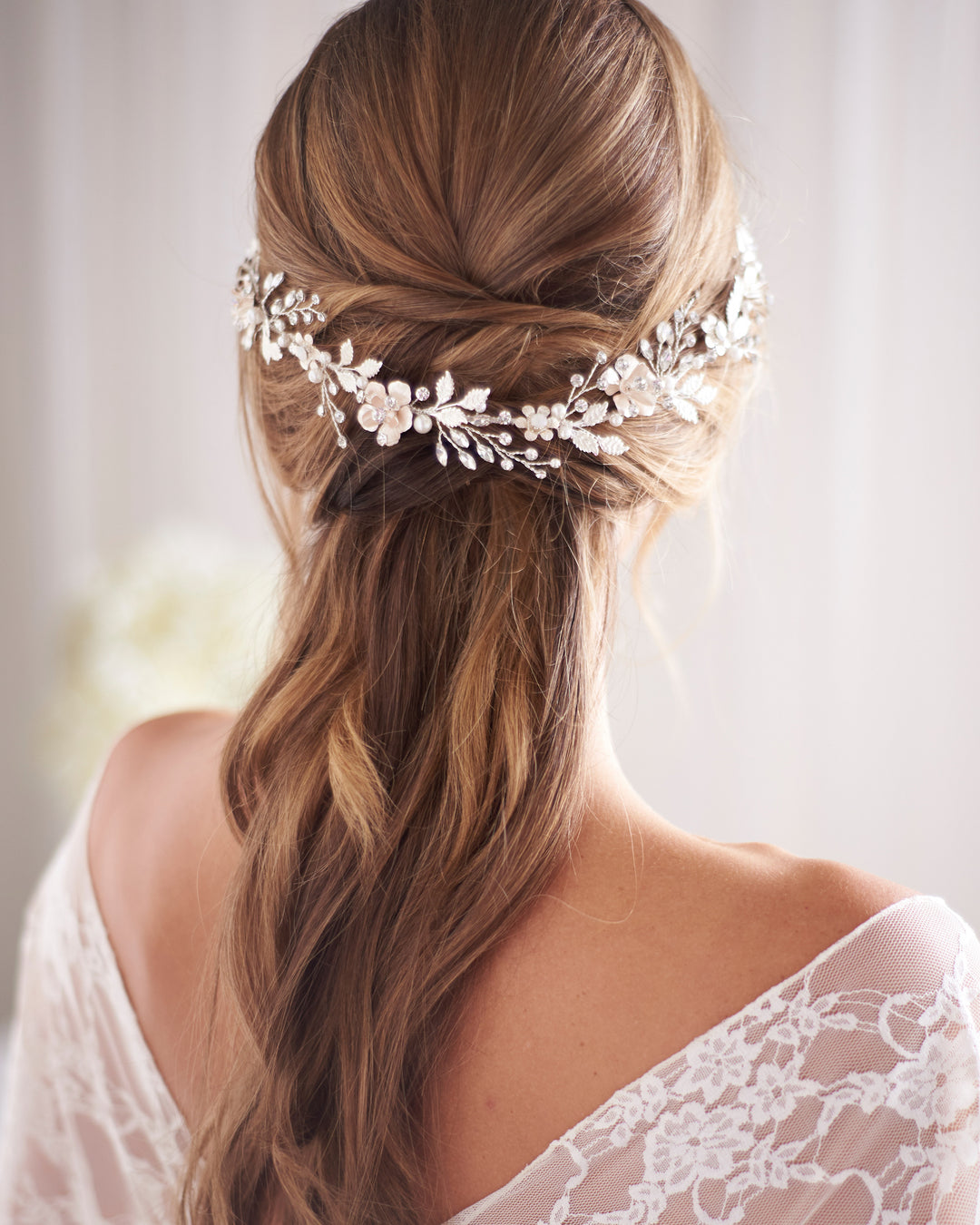 Silver Pearl & Crystal Bridal Headpiece