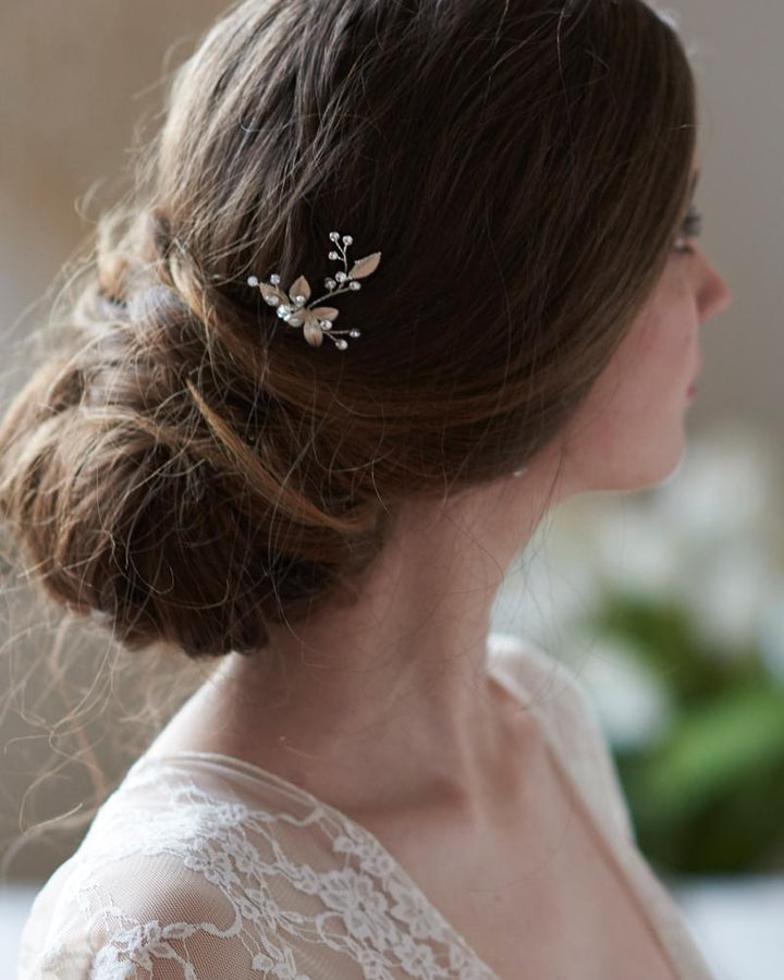 Crystal Gemstone Silver Bridal Hair Pin