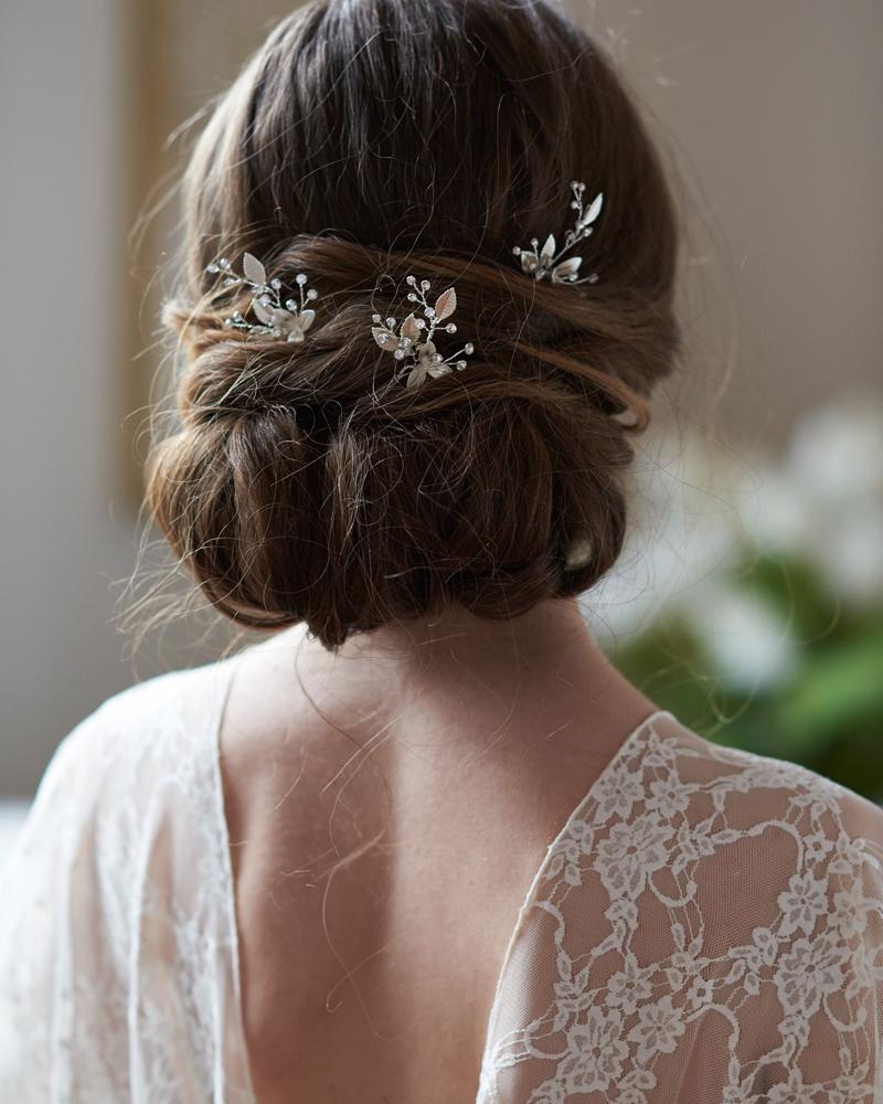Floral Crystal Gemstone Wedding Hair Pins