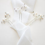 Silver Crystal Gemstone and Pearl Bridal Hair Pins