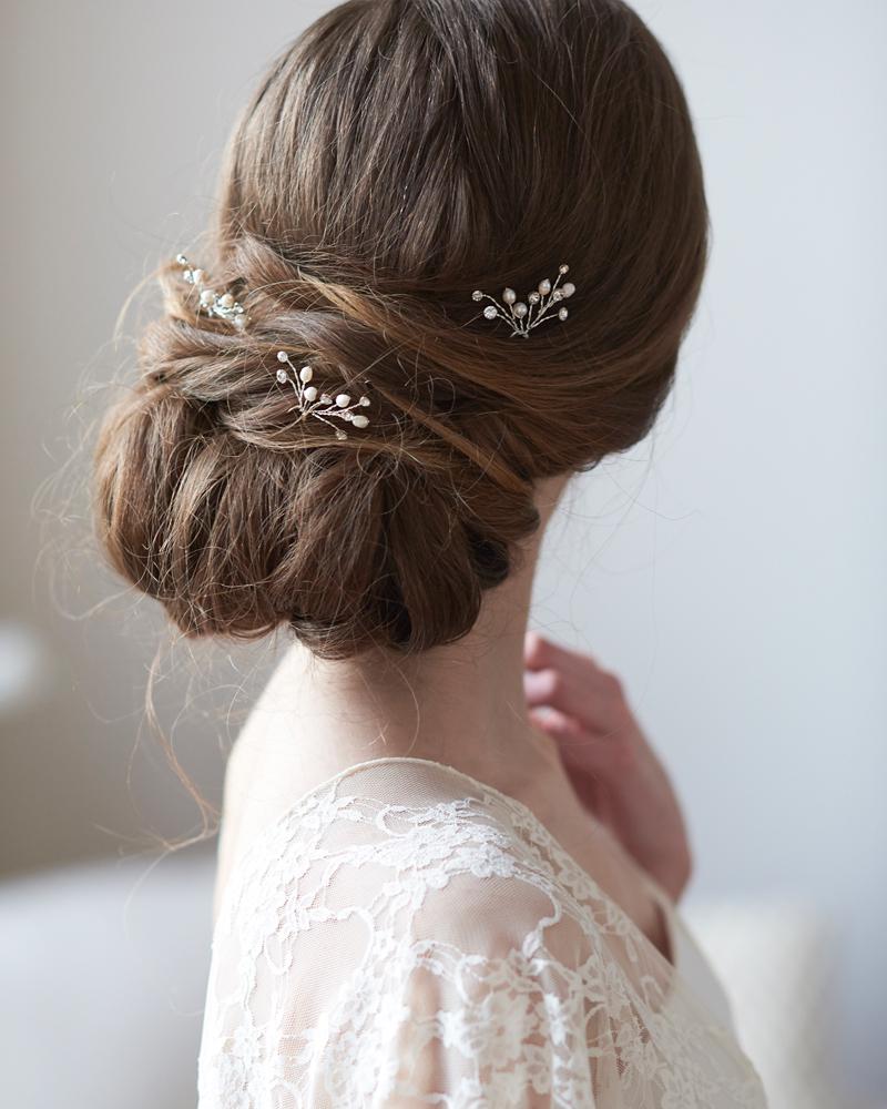 Crystal Gemstone and Pearl Bridal Hair Pins