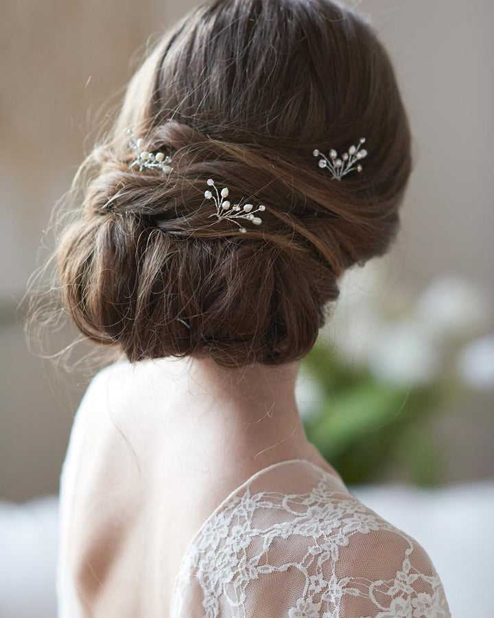 Pearl and Crystal Gemstone Wedding Hair Pins