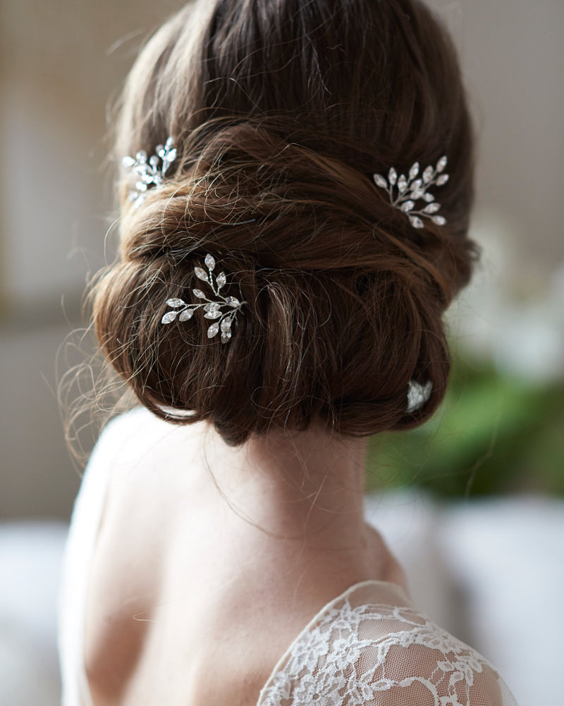 Silver Crystal Gemstone Bridal Hair Pins