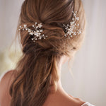 Silver Pearl & Floral Wedding Hair Pins