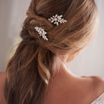 Silver Crystal & Opal Gemstone Bridal Hair Pin