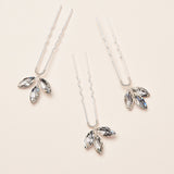 Silver Crystal Floral Wedding Hair Pins