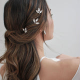 Floral & Crystal Silver Wedding Hair Pins