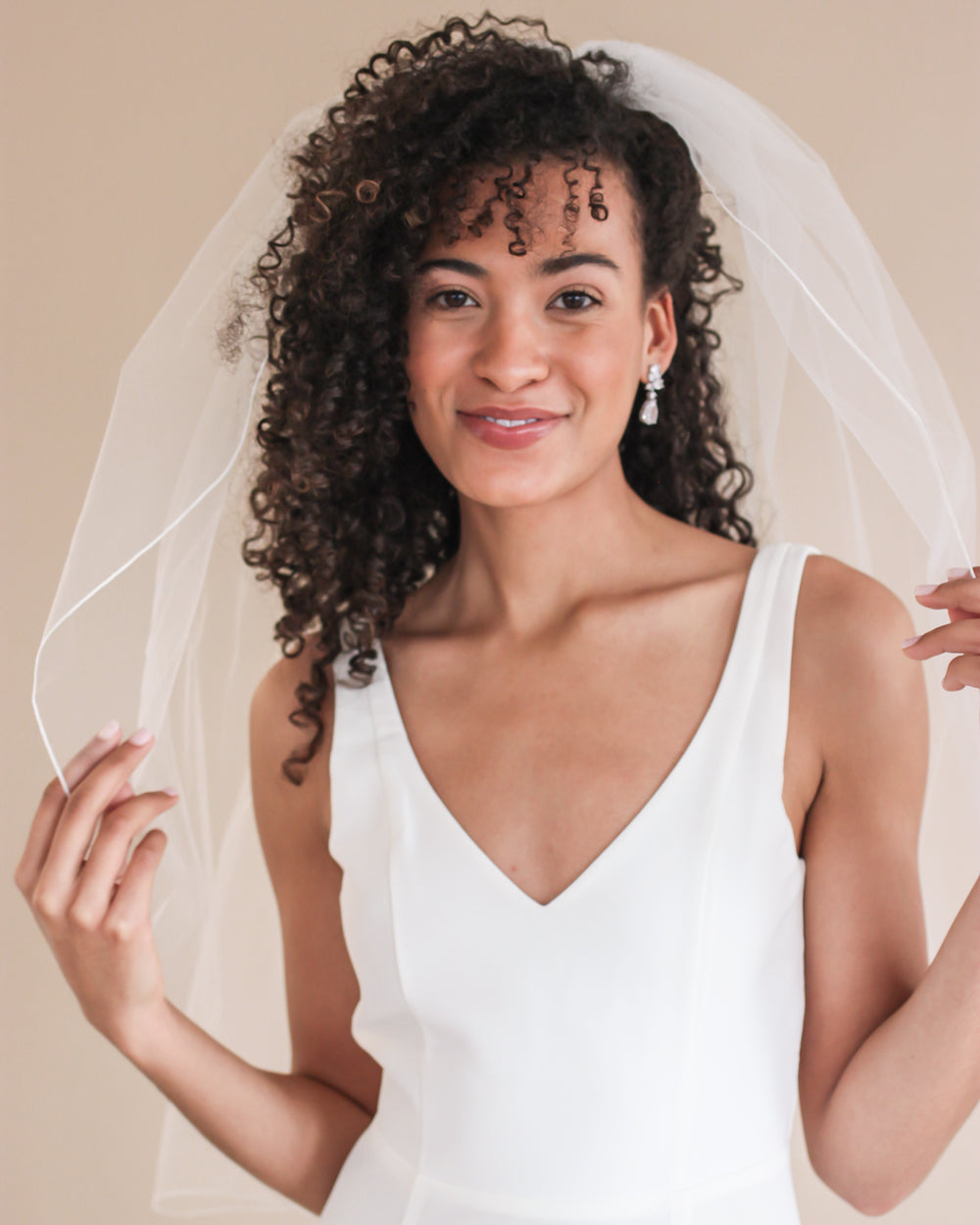 Erma Simple Cut Edge Wedding Veil - Shop Bridal Veils | Dareth Colburn Cathedral - 108 Inches / White