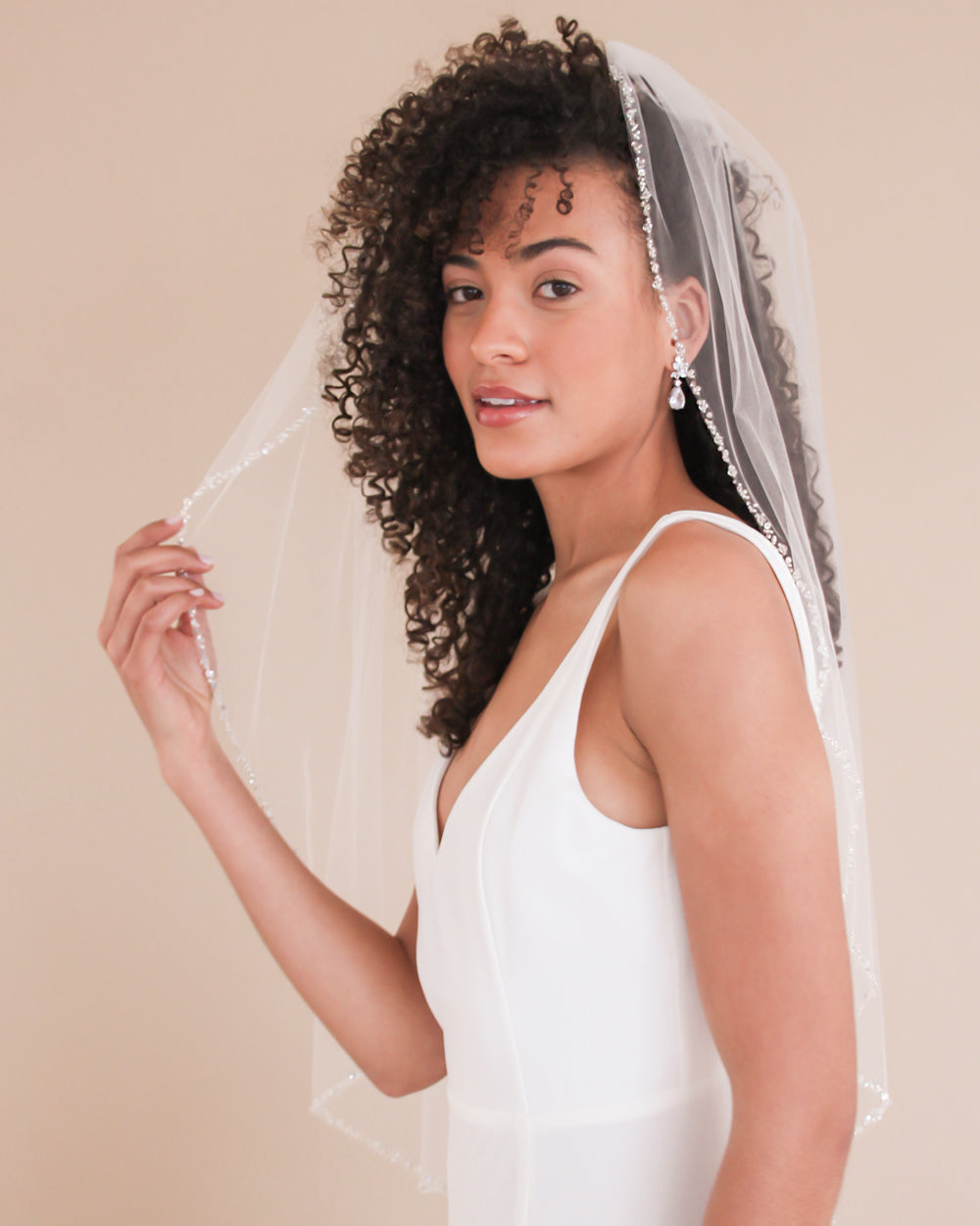 One of kind Wedding Veil, Beaded, Rhinestone and Crystal veil with ama –  Shaliz Bridal