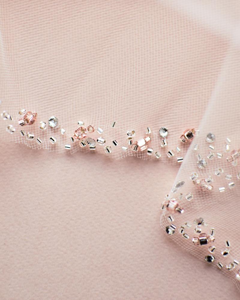 Rose Gold Beaded Veil