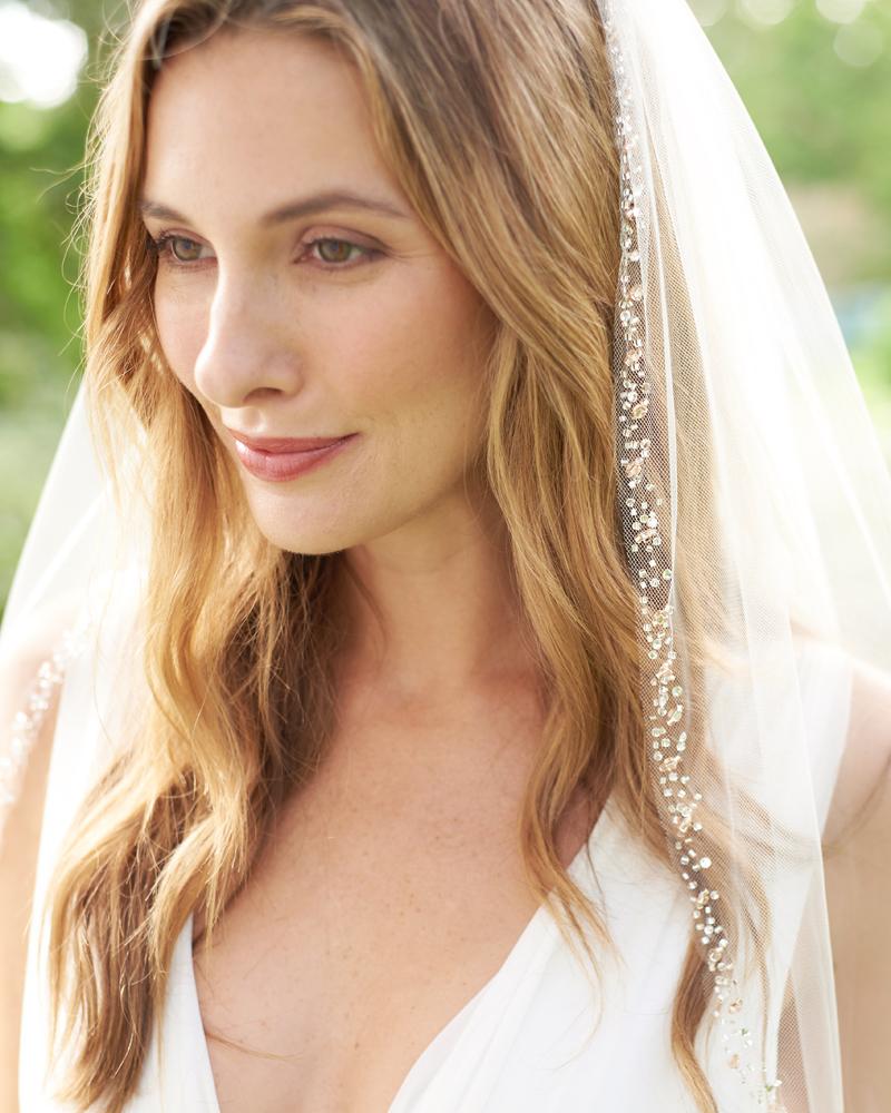 Rose Gold Beaded Veil