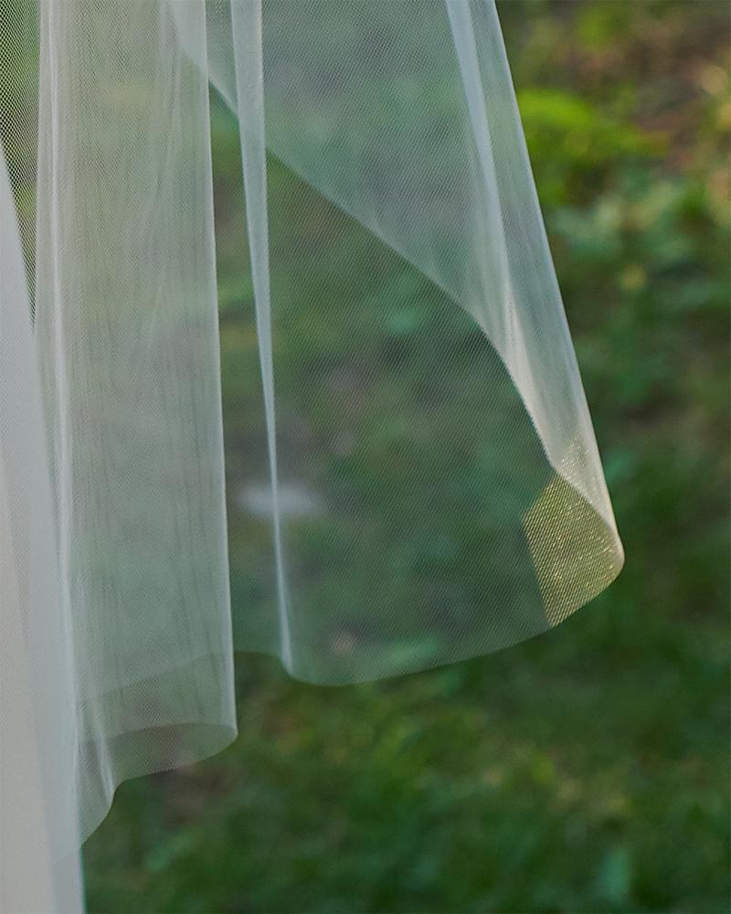 Erma Simple Pearl Edge Veil with Blusher - Shop Veils | Dareth Colburn Fingertip - 36 Inches / White