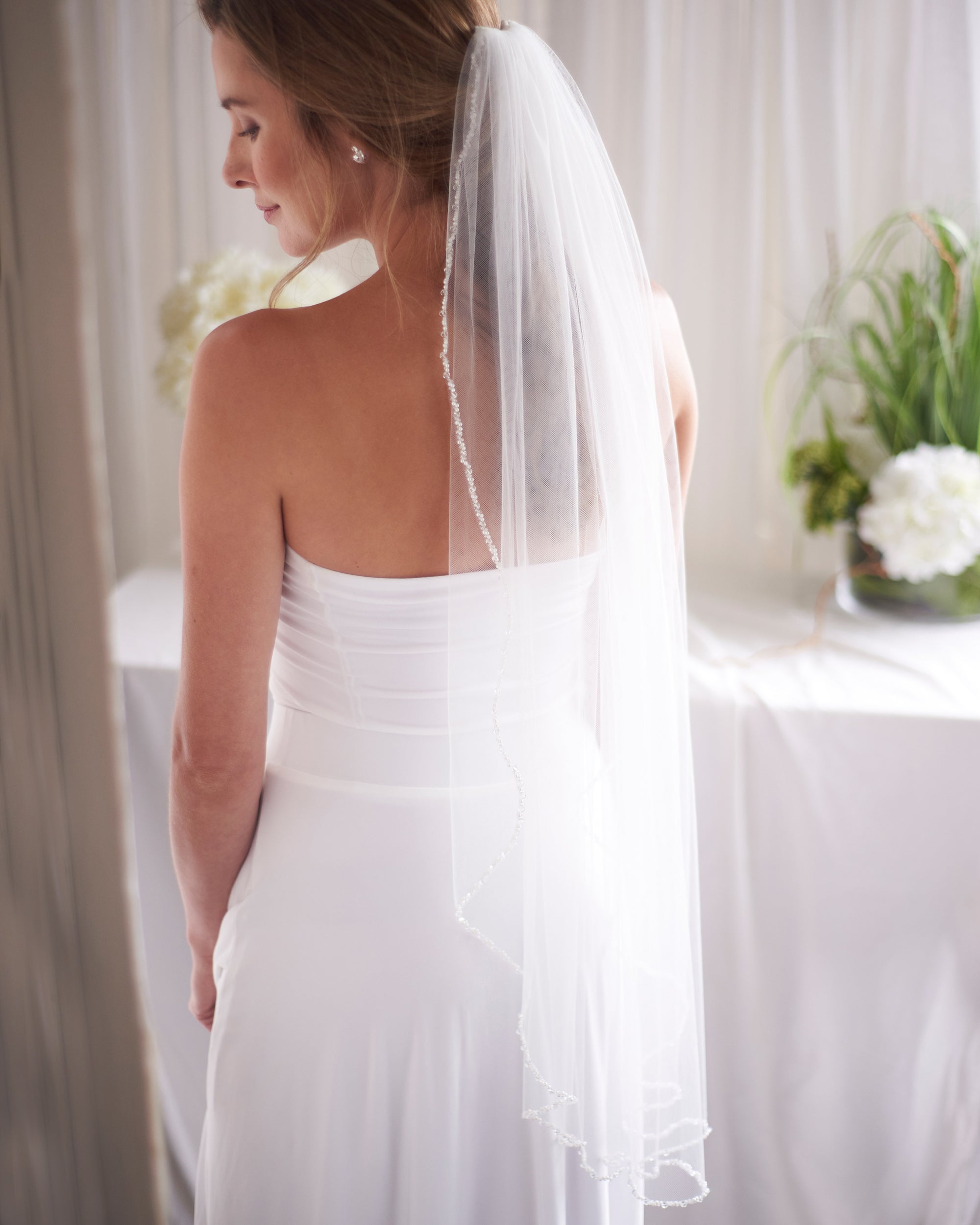 Beaded Ivory Veil