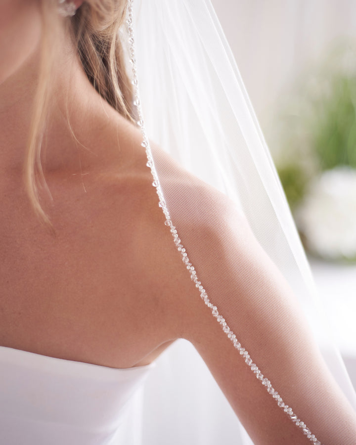 Ivory Beaded Edge Bridal Veil